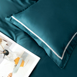 Комплект постельного белья Однотонный Сатин Премиум широкий кант на резинке OCPKR025