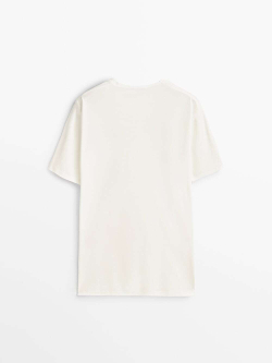 MASSIMO DUTTI Футболка из рельефного хлопка, кремовый