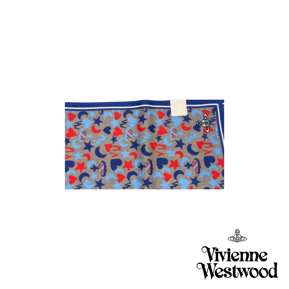 VIVIENNE WESTWOOD ПЛАТОК СЕРЫЙ С ПРИНТОМ И ВЫШИВКОЙ ЛОГОТИПА