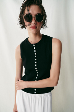 ZARA ТОП НА ПУГОВИЦАХ, ЧЕРНЫЙ