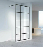 Душевая перегородка Veconi Korato KR-80, 1200x2000, черный матовый, стекло прозрачное, принт клетка