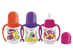 Бутылочка 120-125мл "Русские мативы" с силик. соской талия цветной рисунок, с ручками (Lubby)