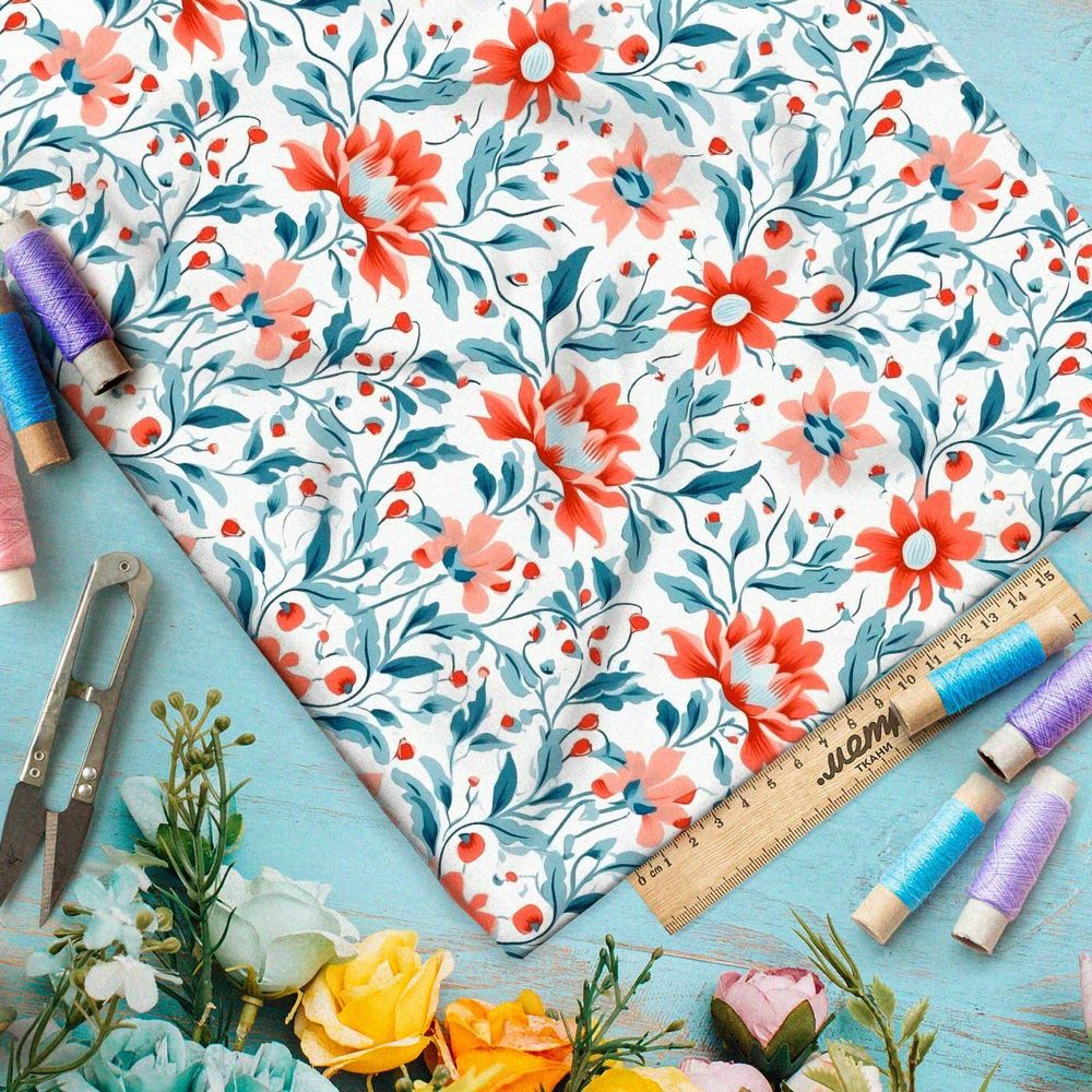 Ткань премиум атлас череда цветов