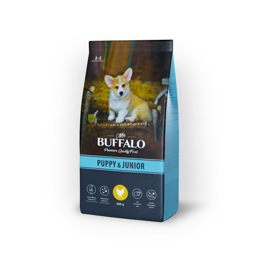 Сухой корм Mr. Buffalo Puppy & Junior для щенков, курица, 800 г