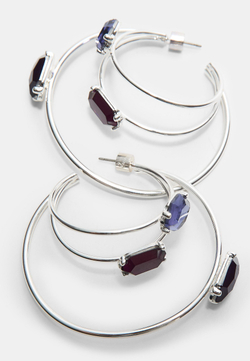 STRADIVARIUS Длинные серьги-кольца со стразами, серый