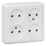 Schneider Electric ЭТЮД Белый Розетка 4-местная открытая установка без заземляющих контактов PA16-205B