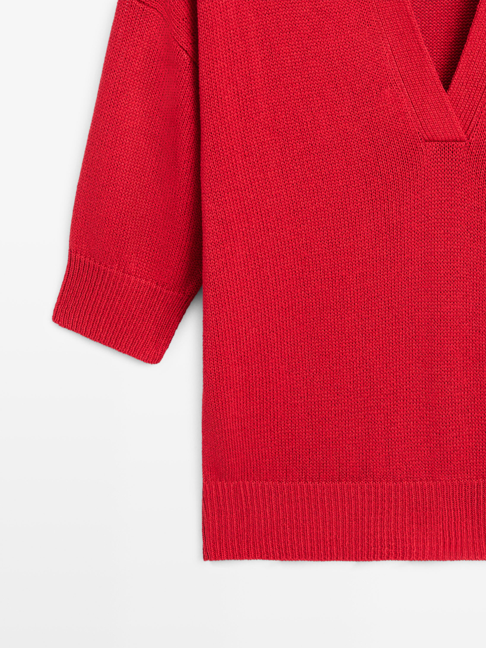 Massimo Dutti Свитер поло свободного кроя, красный