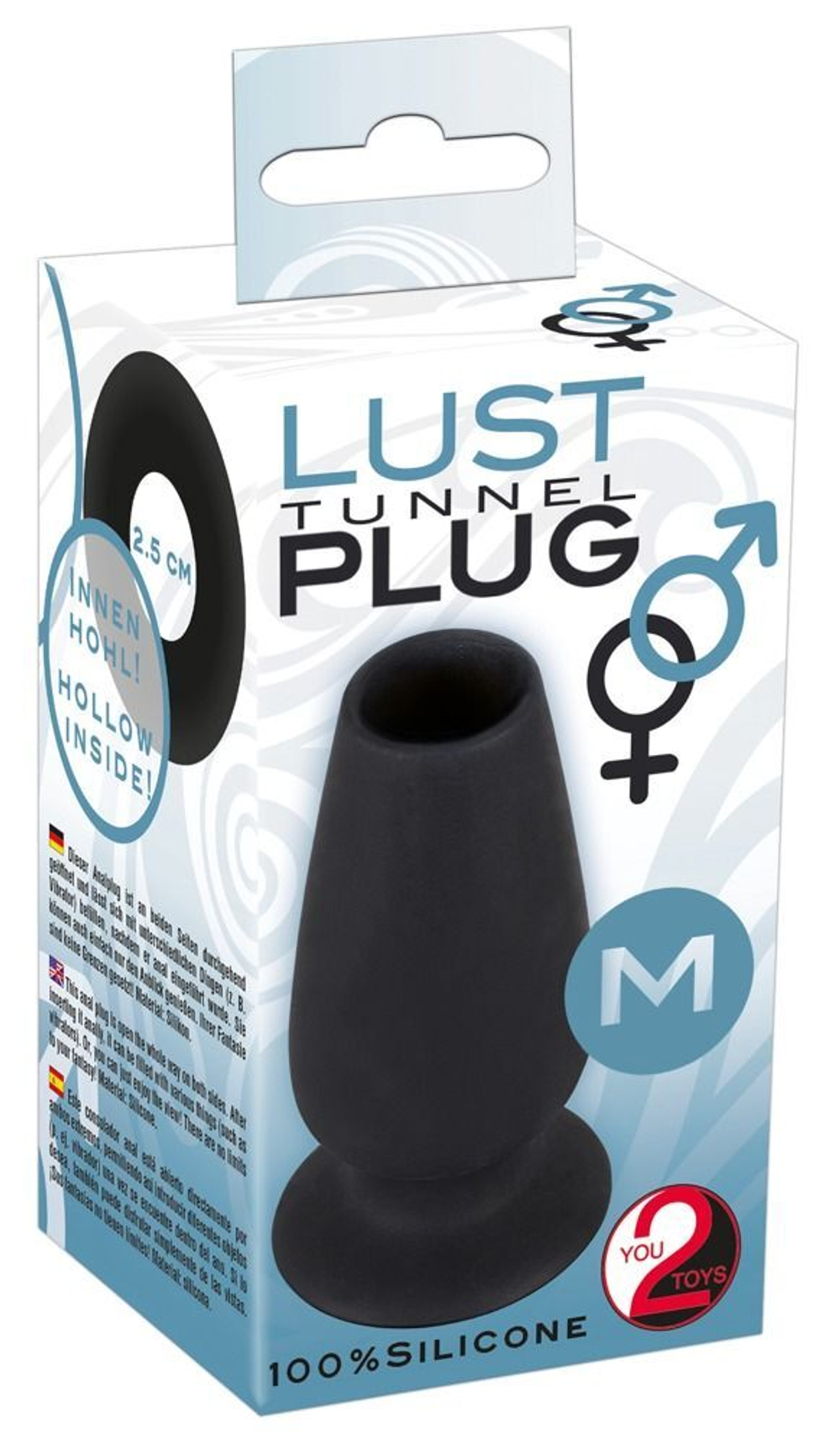 Чёрная анальная пробка-тоннель Lust Tunnel M - 10 см. (Цвет: черный)