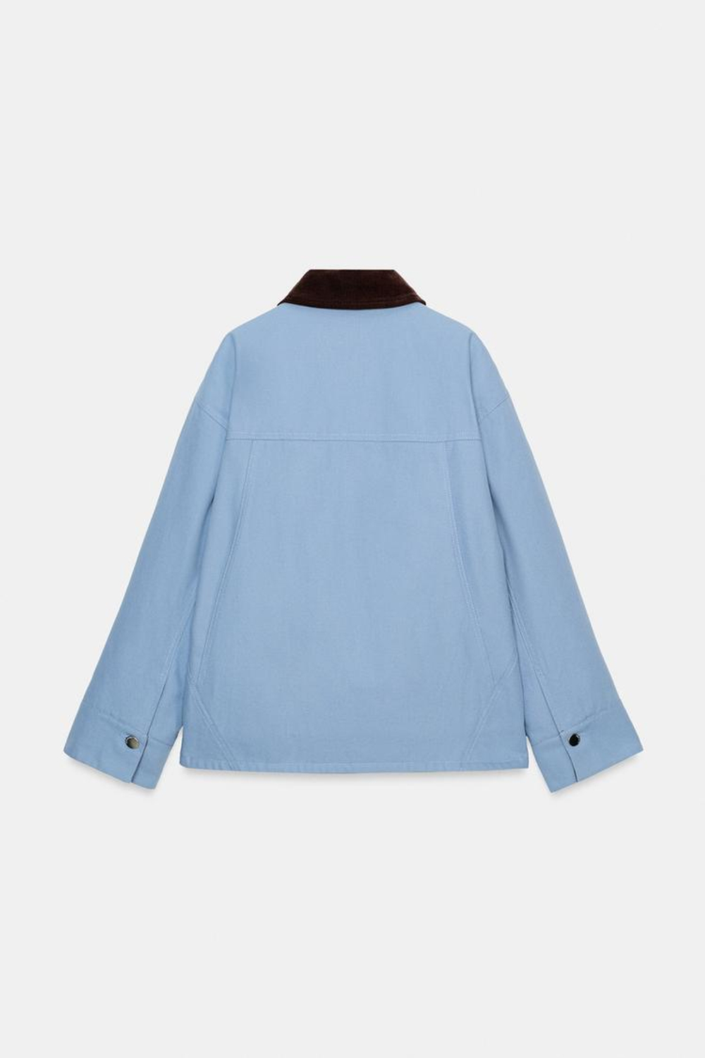 ZARA СТЕГАНАЯ КУРТКА С КОМБИНИРОВАННЫМ ВОРОТНИКОМ, НЕБЕСНО-ГОЛУБОЙ