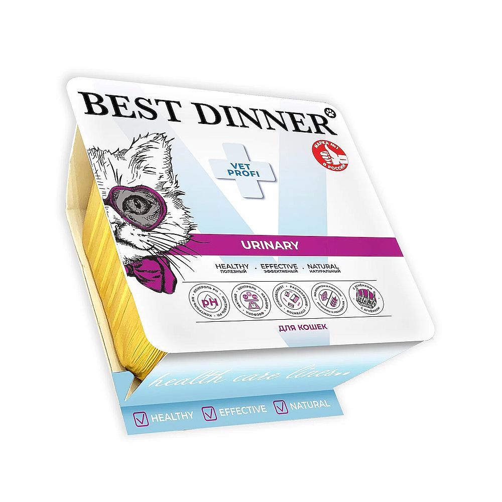 Влажный корм для кошек Best Dinner Vet Profi Urinary, паштет с ягненком для растворения струвитных камней и профилактики струвитного уролитиаза, Ламистер 100 г