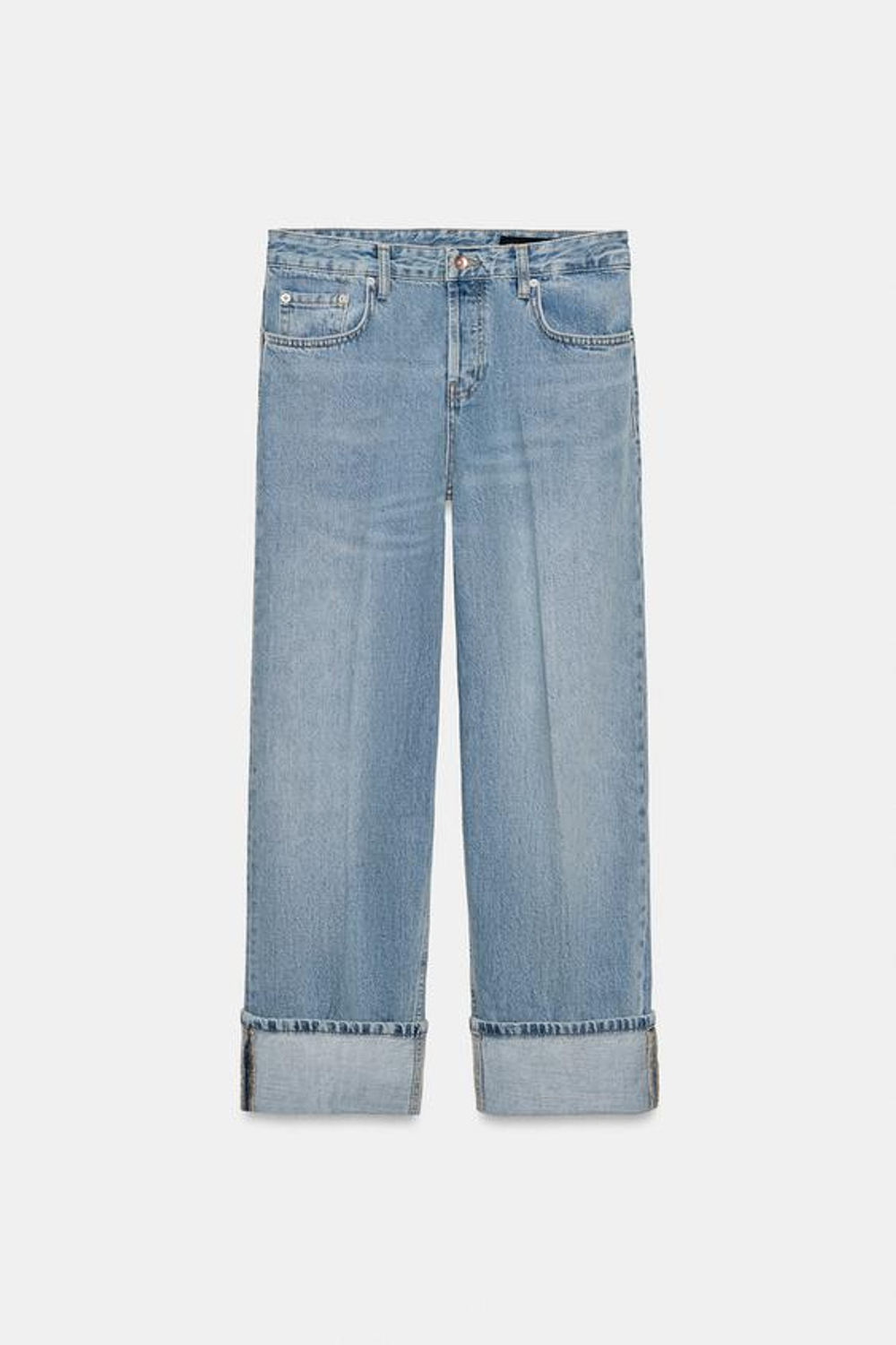 ZARA ДЖИНСЫ ПРЯМОГО КРОЯ С НИЗКОЙ ПОСАДКОЙ — ZW COLLECTION, СИНИЙ