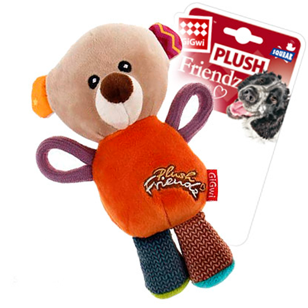 75350 Игрушка для собак мишка с пищалкой 16см, серия plush friendz