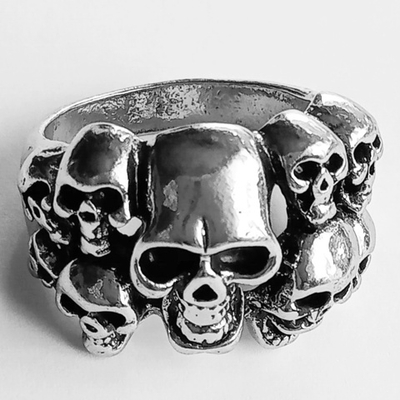 Перстень мужской "Черепа", кольцо стальное. Размер 21. Stainless Steel (нержавеющая сталь). Готические украшения.
