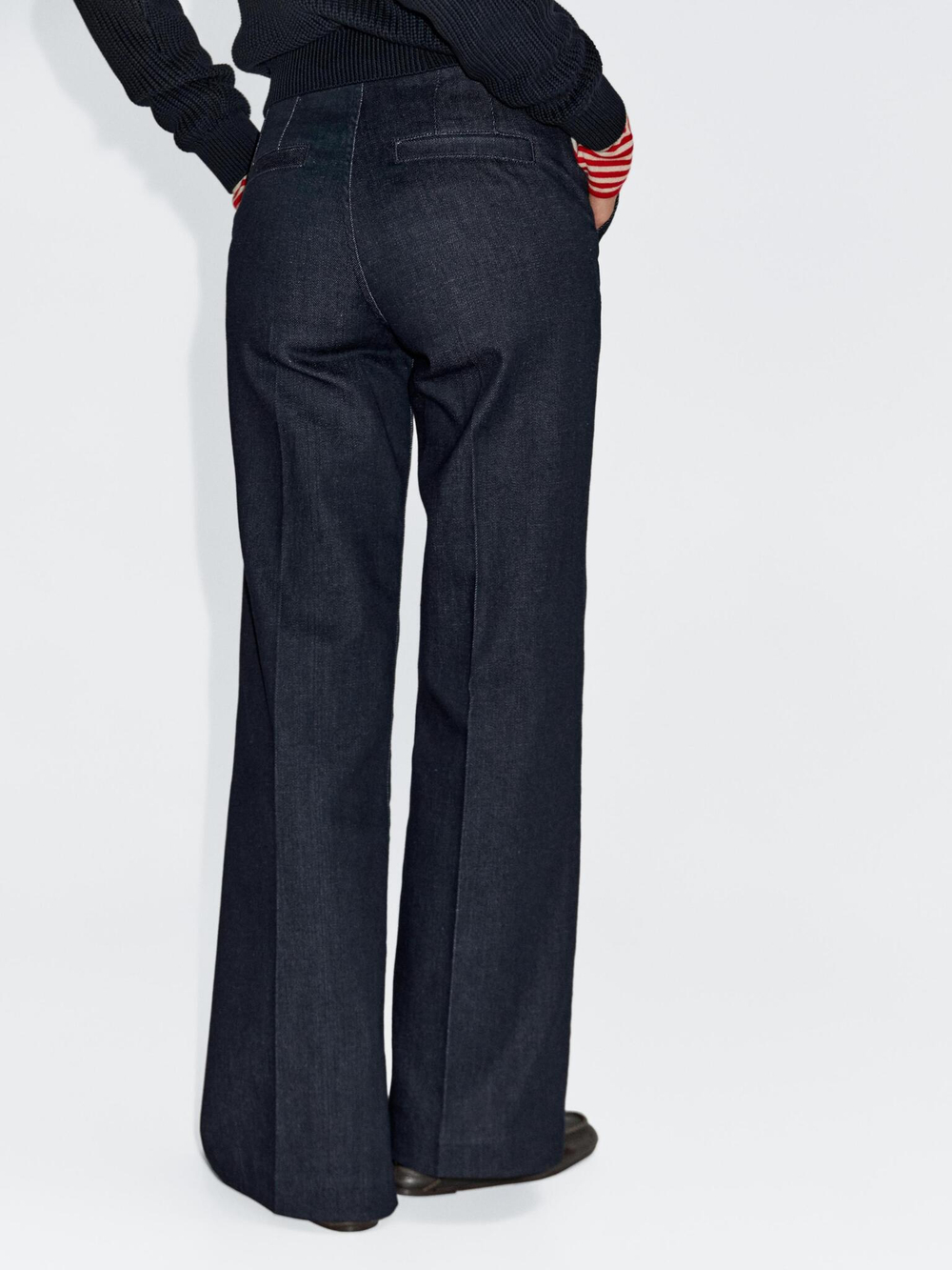 Massimo Dutti Расклешенные джинсы с высокой посадкой, темно-синий