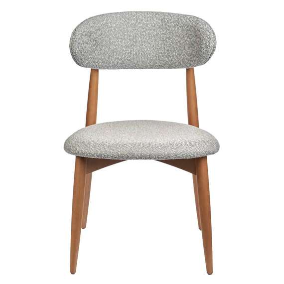 Стул Mod, светло-серое букле, каркас из массива бука в цвете орех
