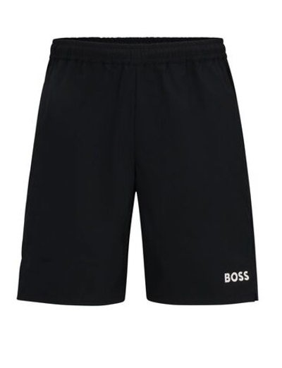 Теннисные шорты BOSS Stretch-Poplin Shorts with Contrast Logo - Black
