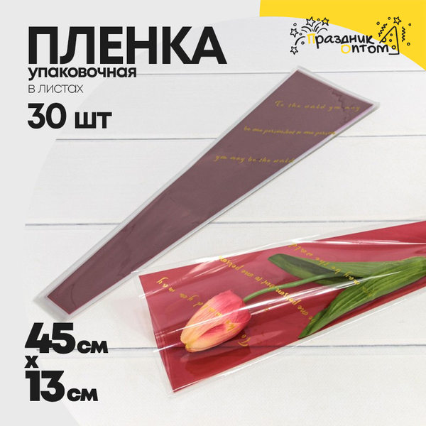 
          Пленка В листах 30 шт 12.5 х 4 х 45 см "Конус для цветов" (Красный)