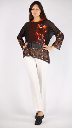 Туника из сетки "Загадки скифов", принт по мотивам скифских татуировок