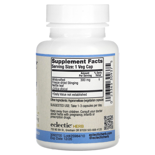 Eclectic Herb, листья крапивы, 300 мг, 90 веганских капсул