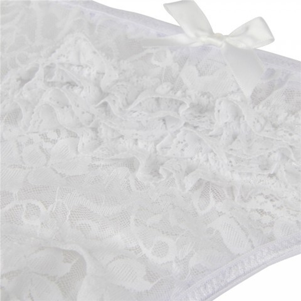 Трусики кружевные с доступом, белые, XL-2XL