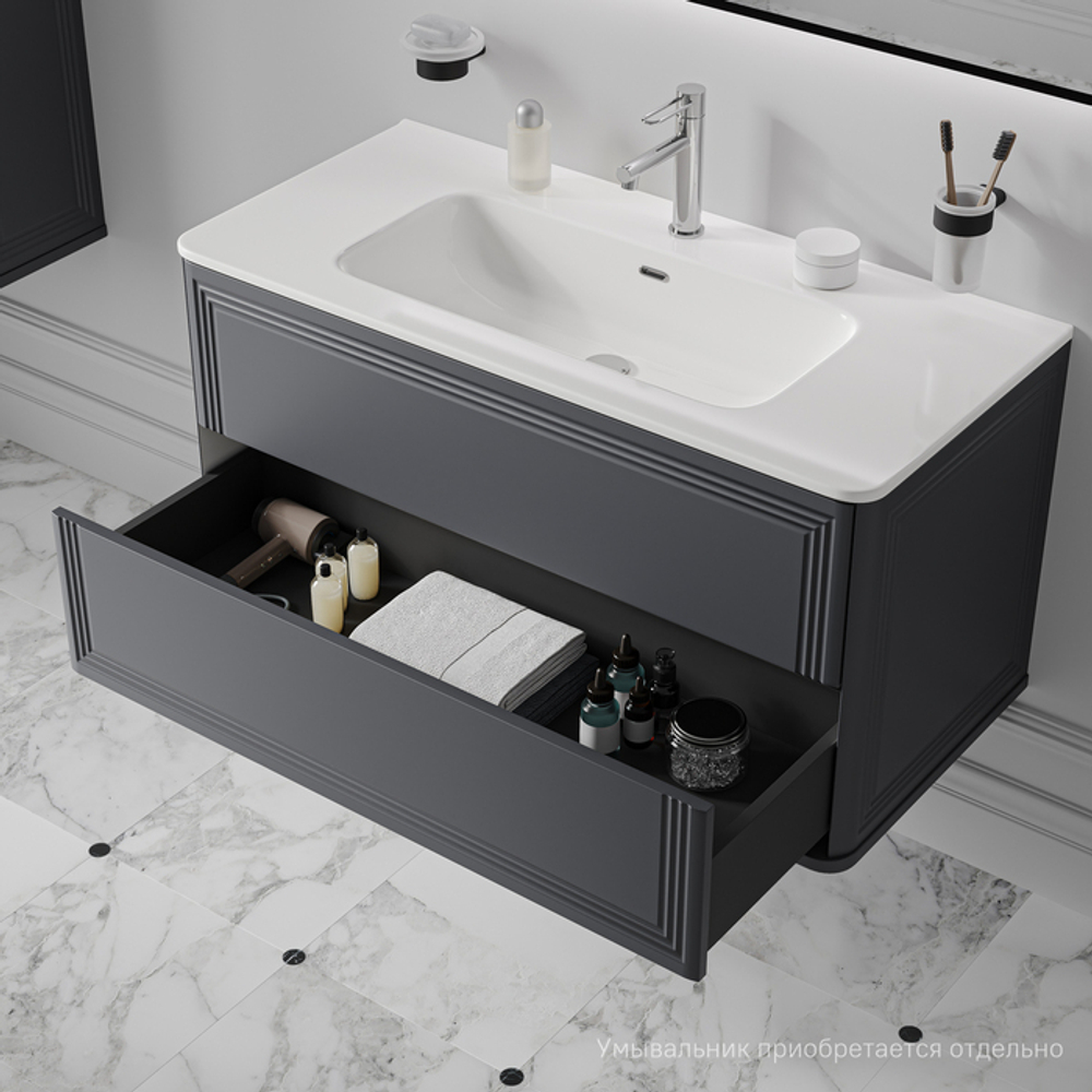 Тумба подвесная IDDIS Oxford Neo, 100 см, темно-серый, OXN10D0i95