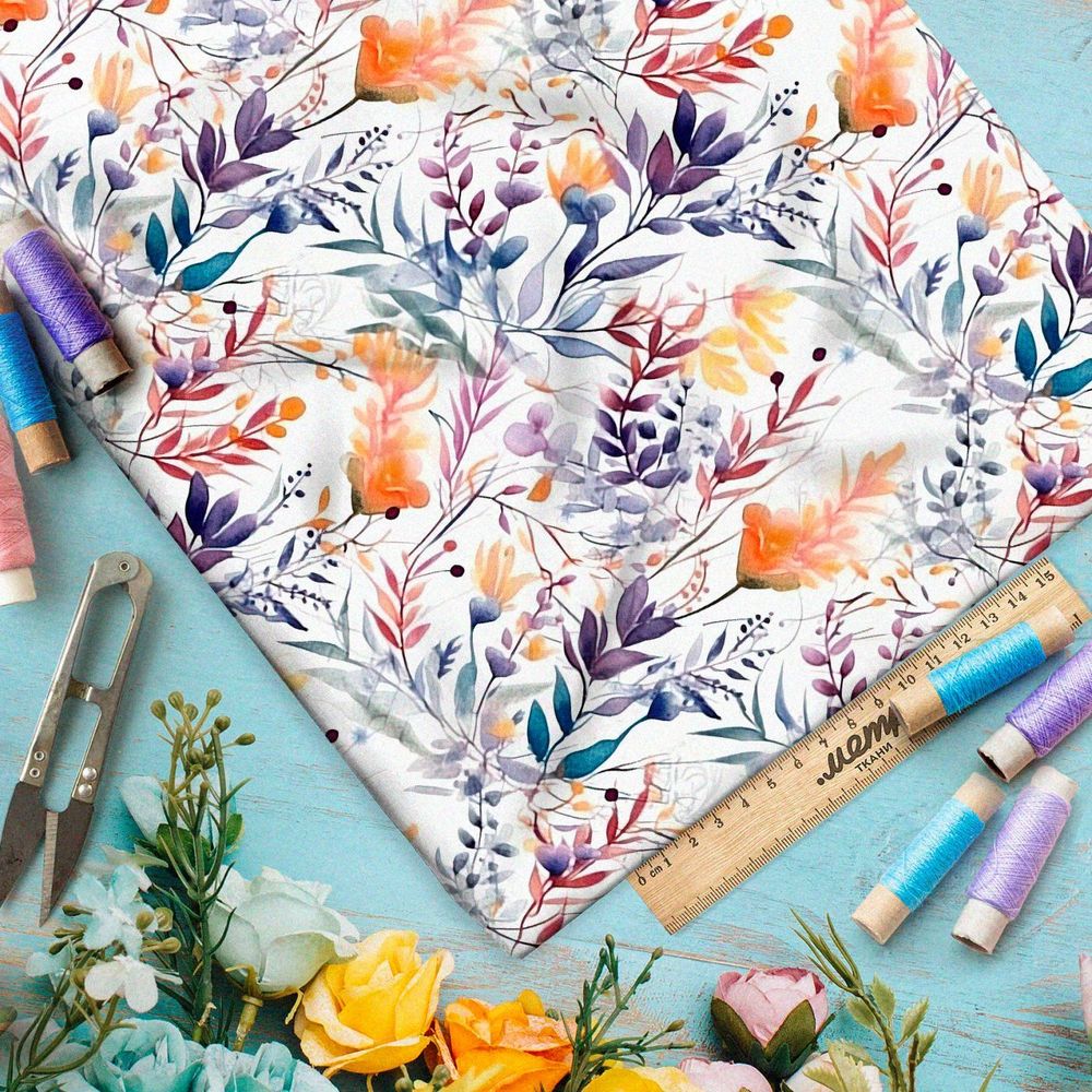 Ткань премиум дюспо луговая фантазия