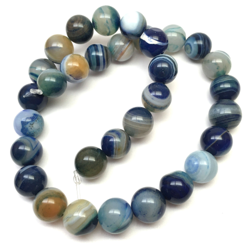 Агат синий 12 мм, бусины