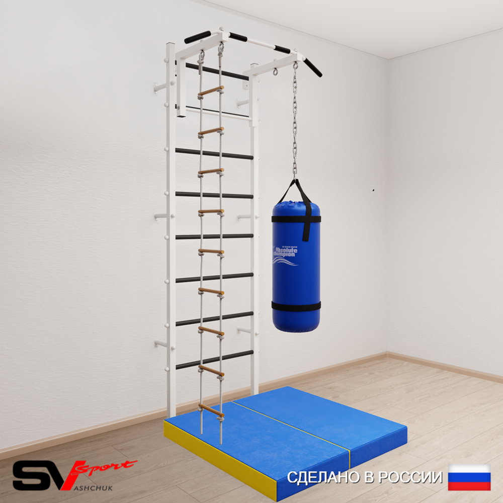 Шведская стенка Sv Sport 5115 (Турник стандарт/Лестница/Цепь/Мешок 15кг/Мат 1м)
