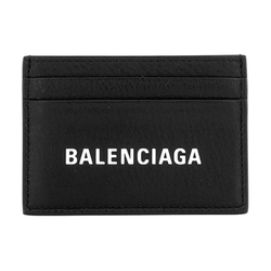 Balenciaga Cow Leather Card Holder Unisex Black