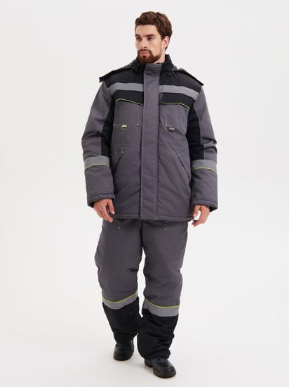 Костюм зимний "Система" полукомбинезон (т.серый/черный/лимон)