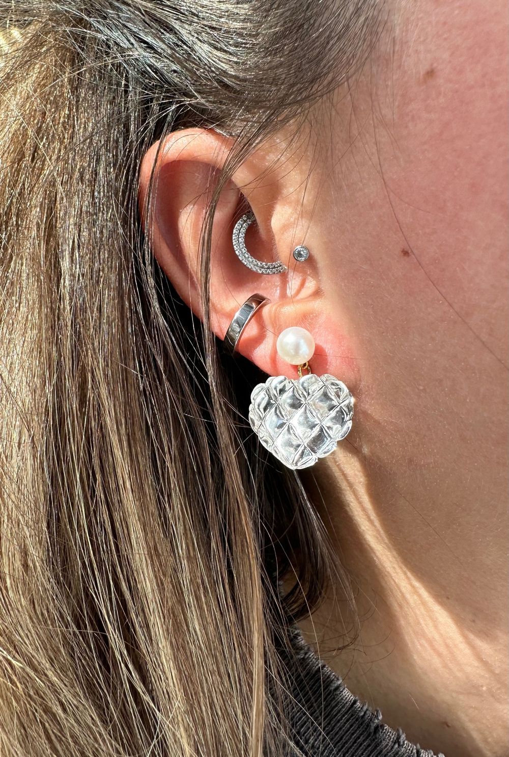 Серьги Plastics crystal with pearl