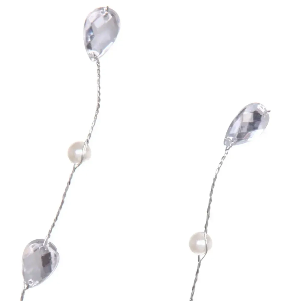 Ветка декоративная «Сказочные кристаллы» 65 см, Серебро