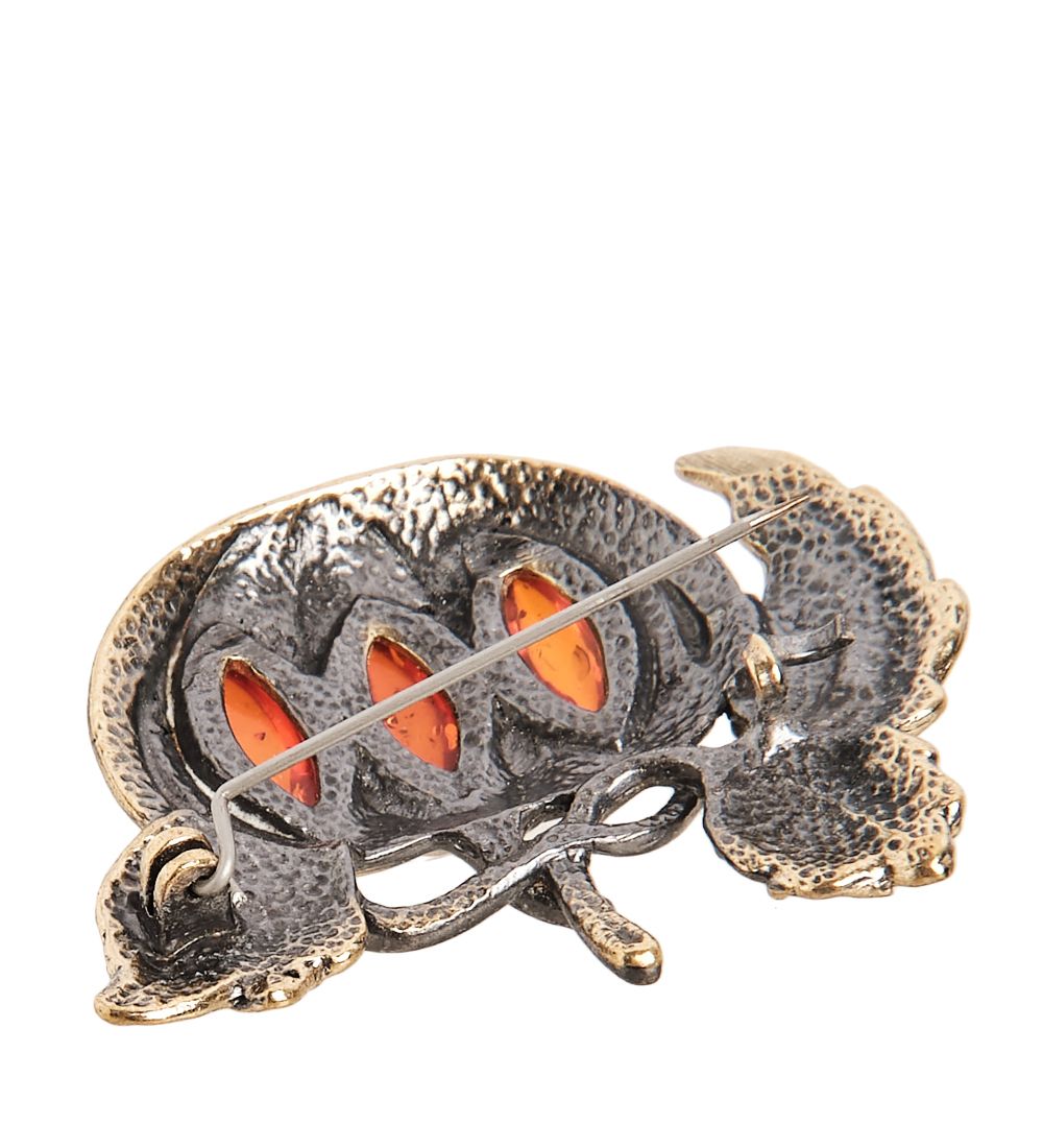 AM-2399 Брошь «Тыква» (латунь, янтарь)