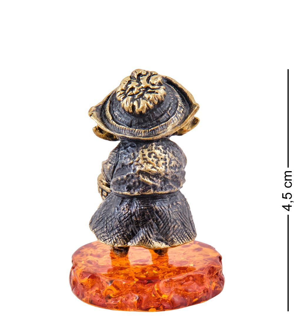 Народные промыслы AM-3650 Фигурка «Гном Бардзуки Джустина» (латунь, янтарь)