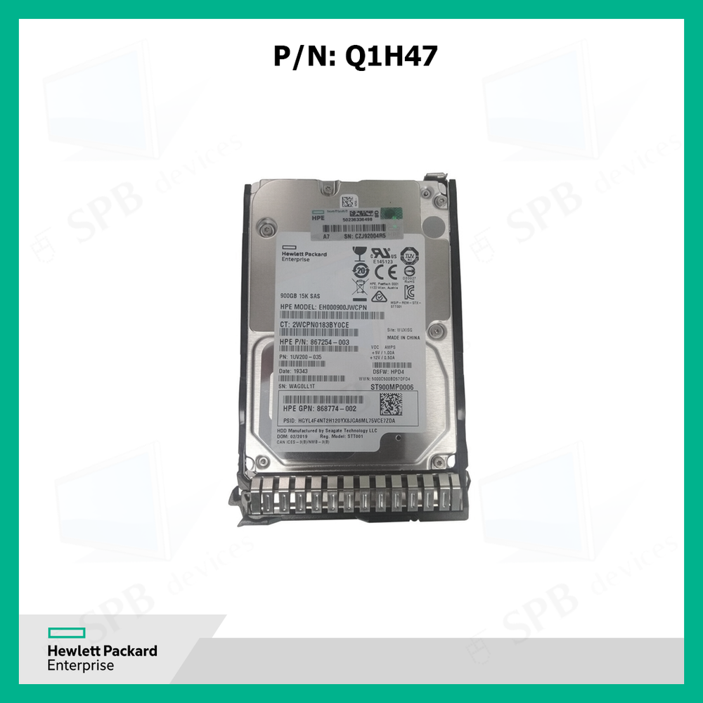 Жесткий диск HP HDD 900GB SAS 12GBPS 15K SC G10 2.5 Q1H47A, 873371-001
