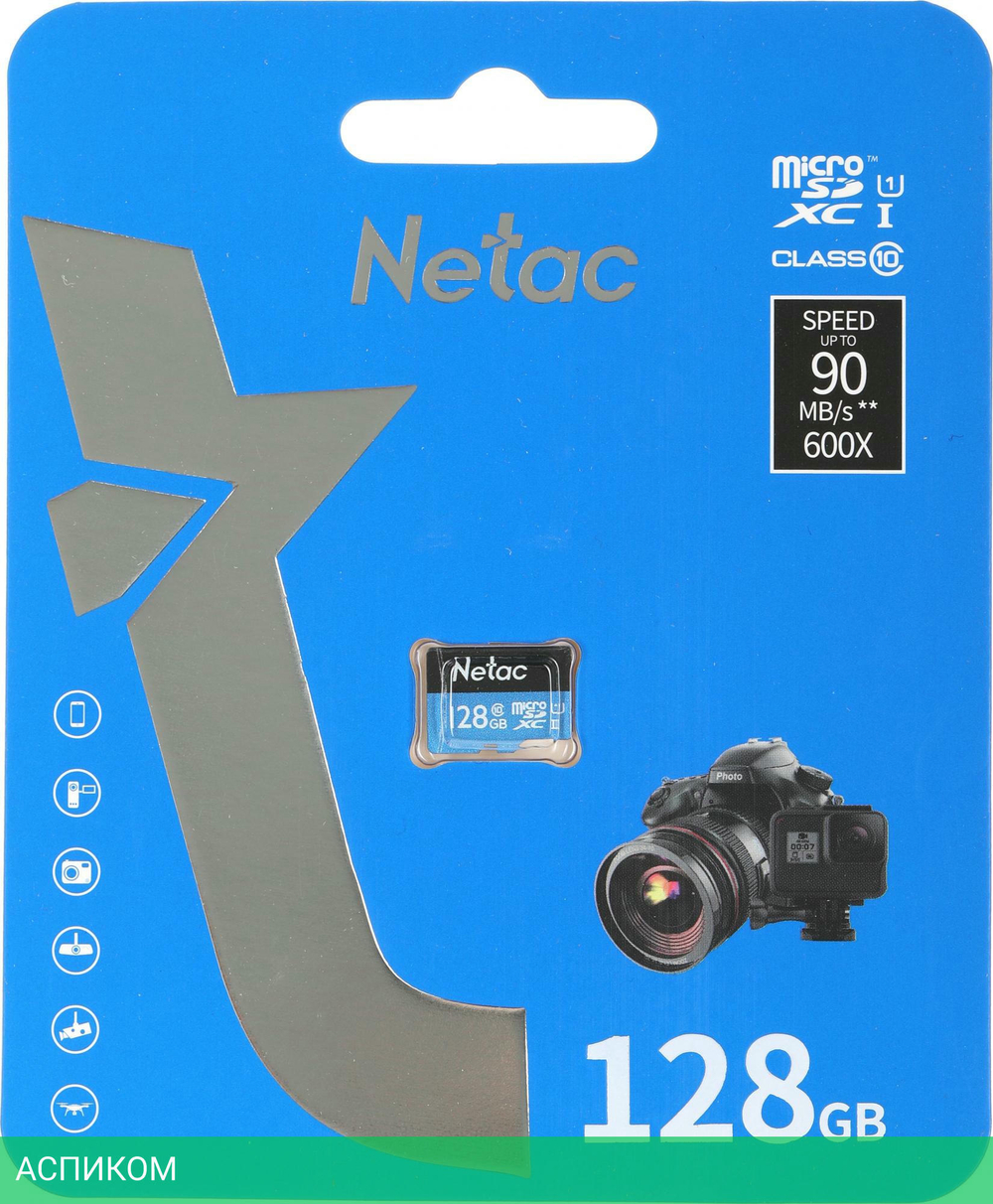 Карта памяти Netac P500 Standard MicroSDXC 128GB (NT02P500STN-128G-S)