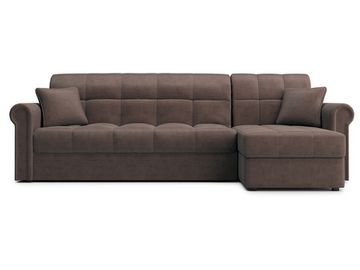 Диван угловой с оттоманкой Палермо 1,6 - Velutto 23 шоколад/кант Velutto 23 шоколад