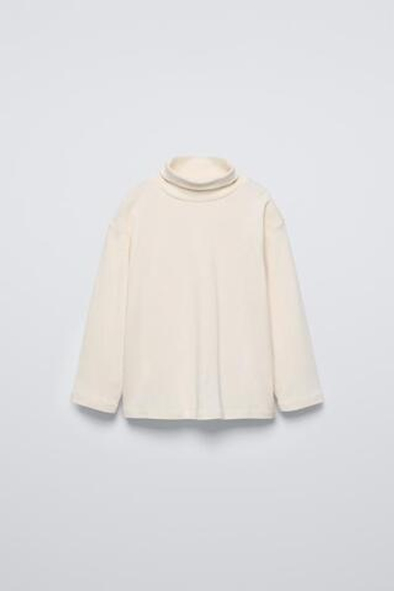 ZARA ОДНОТОННЫЙ ТОП С ВОРОТНИКОМ-СТОЙКОЙ, ЭКРЮ