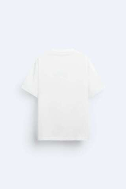 ZARA БАЗОВАЯ ФУТБОЛКА ИЗ ПЛОТНОГО ТРИКОТАЖА, БЕЛЫЙ