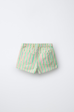 ZARA ШОРТЫ MOM FIT В ПОЛОСКУ ИЗ САРЖИ, ЖЕЛТЫЙ
