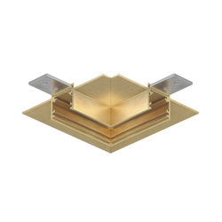 Угловой элемент трека SHINE HIDE для ГКЛ 12,5 мм, 90°, потолок–потолок, сатинированная латунь, алюминий