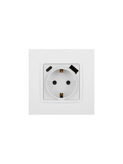 Розетка Elegance 14-4108-01 16A 250В 2P+E защ. шторки с USB type-A+C 3А 5В белый Эра Б0067736