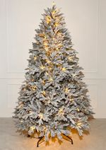 Заснеженная елка с гирляндой встроенной «Изумрудная» (Литая хвоя) 185 см / 1,85 м