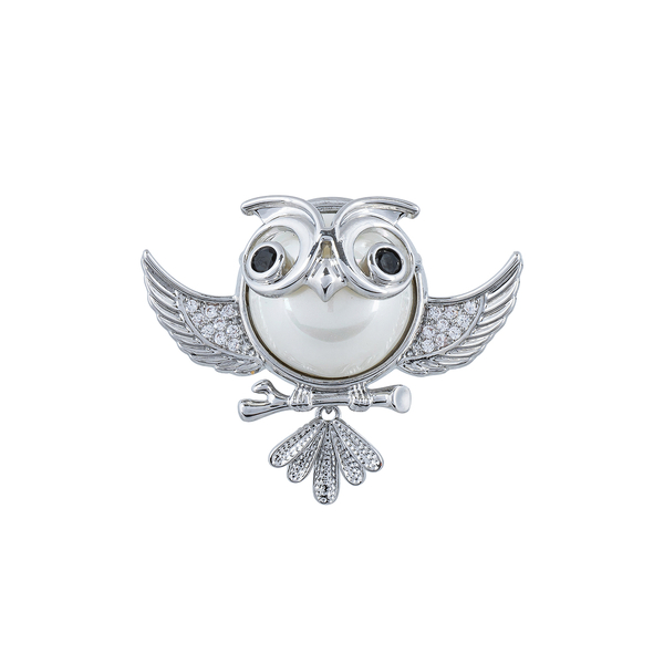 Брошь Fiore Luna Сова Zircon магнит XR06459F S