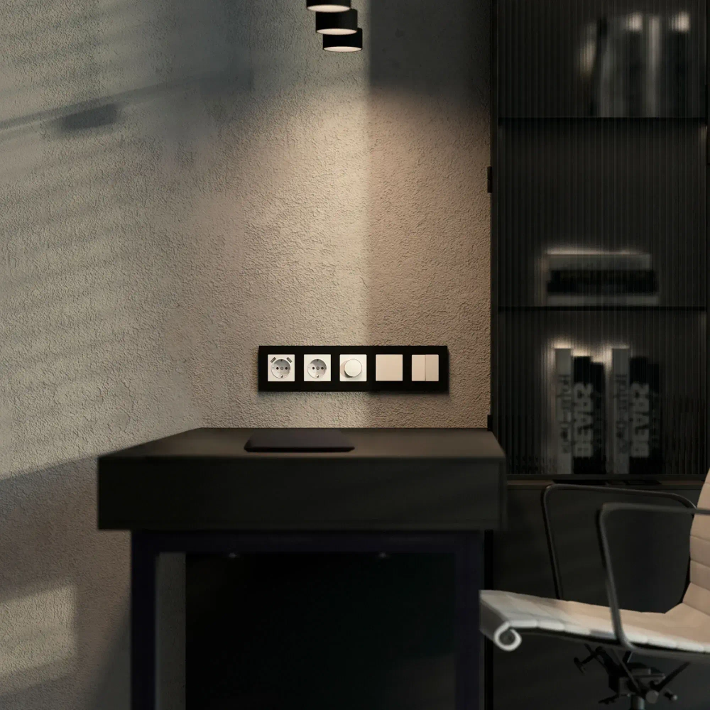 Рамка на 5 постов Slab (черный матовый) W0052908