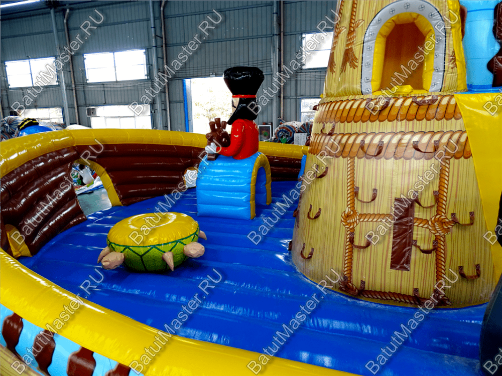 Коммерческий надувной батут "Корабль с осьминогом" 16*9*7 м
