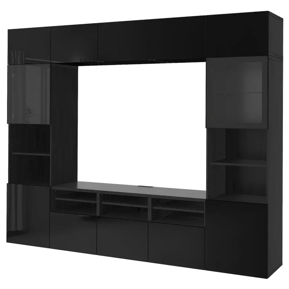 Тумба под телевизор - IKEA BESTÅ/BESTA, 300x42x231 см, черный, Бесто ИКЕА
