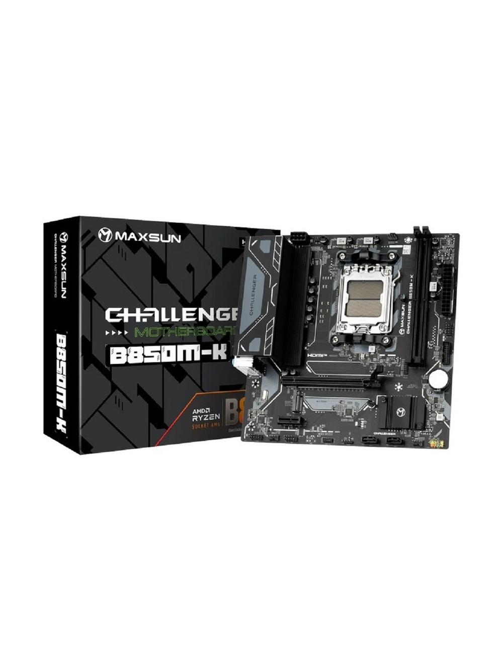 MAXSUN MS-Challenger B850M-K (Socket AM5, mATX, 2*DDR5(96Gb), HDMI, 2*SATA3, 1*M.2, 1*PCIEx16/1*PCIEx1, 2*USB2.0, 4*USB 3.0,  LAN 1*1G, RTL)