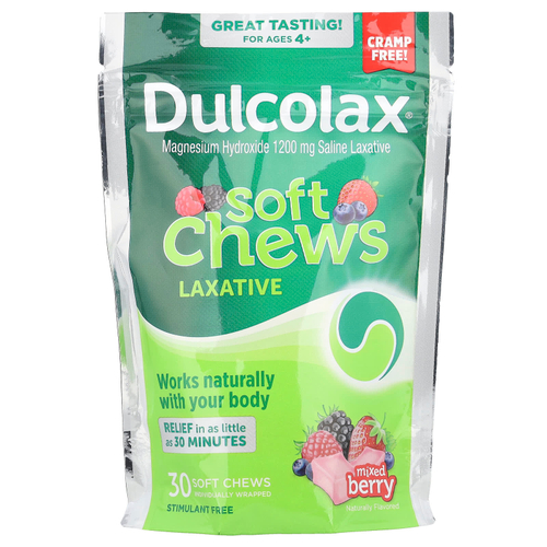 Dulcolax, Soft Chews, слабительное, для детей от 4 лет, ягодное ассорти, 30 жевательных таблеток