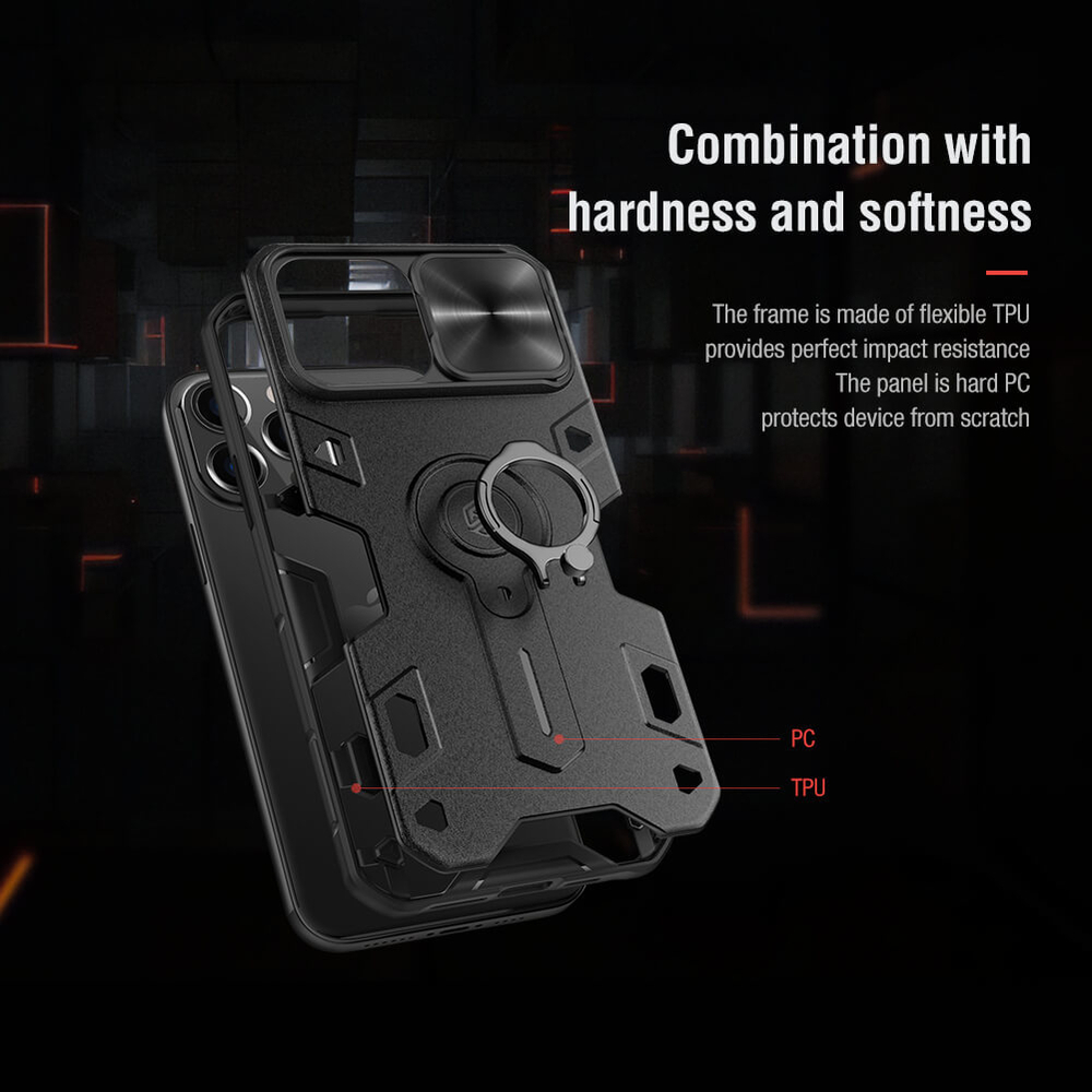 Противоударный чехол с кольцом и защитой камеры Nillkin CamShield Armor Case для iPhone 13 Pro Max